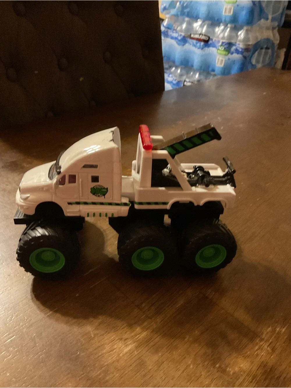 White Monster Truck Toy with Red Light Bar - Kids Off-Road Vehicle
